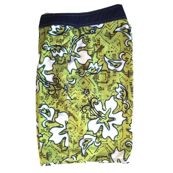 OP Men's size 32 Swim Trunks Board Shorts Bathing Suit Green White - Picture 3 of 5